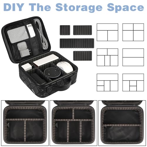 MATEIN Cord Organizer Case with Adjustable Divider, DJ Cable File Bag for DJ Gear, Sound Instrument and Music Equipment Accessories, Shockproof Portable Double Layer Cord Bags, Black - color: Black, size: Large
