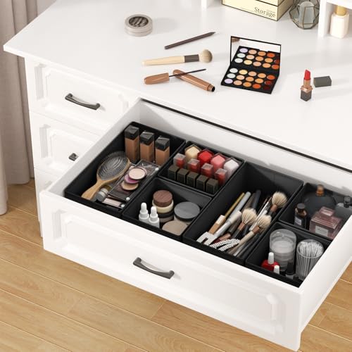 DIMJ Drawer Organizer Clothes Storage - 24 Pack Baby Dresser Organizer for Nursery, Foldable Closet Drawer Organizer Bins for Bedroom Organization, Fabric Storage Dividers for Socks, Underwears, Bras - color: Black, size: 24 Pack