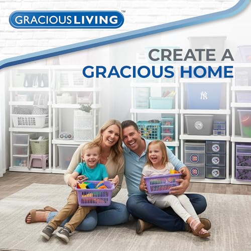 Gracious Living Laundry Basket, Easy Carry Flex Collapsible Hamper, 87.5 Liters, White - Large Plastic Clothes Storage Organizer for Home, Bathroom, and Bedroom - size: 1 Pack