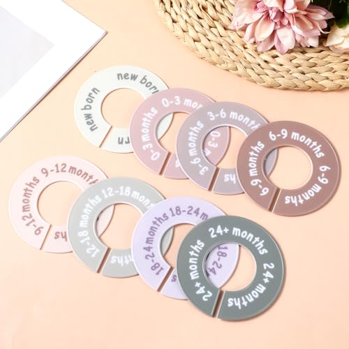Hecila Baby Closet Dividers Baby Closet Dividers for Cloth 8PCS Unisex Round Double-Sided Clothes Size Divider Child Clothes Organizers Labels Wardrobe Organizer Hanger Divider from Newborn to Toddler
