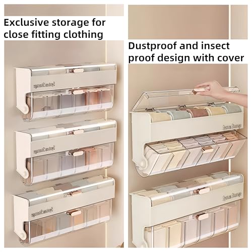 Underwear & Socks Drawer Organizer - Hanging Storage with 12 Adjustable Compartments Organizer,Plastic Organizer Box with Dividers,Space-Saving Design for Closet Door, Dorm, Apartment