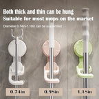 No-Drill Wall Mounted Suction Cup Broom, Mop, and organizer. Traceless suction that won't damage walls. Installs and removes in seconds. (C-Pink) - color: C-Pink
