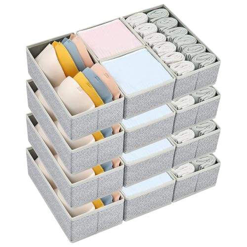 DIMJ Drawer Organizer Clothes Storage - 16 Pack Baby Dresser Organizer for Nursery, Foldable Drawer Dividers for Bedroom Closet Organization, Fabric Storage Bins for Socks, Underwears, Bras - color: Light Gray