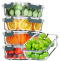 VERONES 5 Pack 36 OZ Glass Meal Prep Containers, Airtight Glass Lunch Containers Set, Glass Food Storage Containers with Lids,Exclusive of BPA, for Microwave, Oven, Freezer & Dishwasher Friendly,Grey - color: Grey