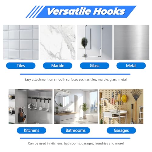 LELE LIFE 2 Pack Broom Holder Mop Hanger - Strong Suction Cup - No Drill Removable Broom Organizer Rack Wall Mount with Hooks for Bathroom Kitchen Garage, Clear Grey - color: Clear Grey