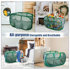 2 Pack Collapsible Laundry Baskets, Upgrade Pop Up Laundry Hamper with Convenient Bags, Foldable Laundry Basket Mesh Light Weight, Easy to Carry Clothes Hampers for Laundry, Dorm, Toys, Travel Green - color: 2xGreen