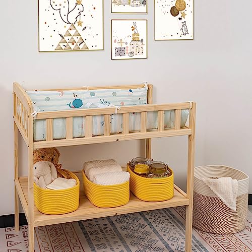 CubesLand Rope Woven Storage Baskets, Small Baby Nursery Organizer Basket, Rectangular Organization/Storage Bins, Closet Shelves Baskets，Empty Gift Basket 3 Packs, Yellow - color: Yellow, size: 3pcs-Small Basket