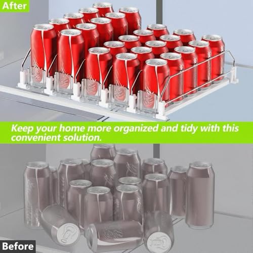 IBORING Drink Organizer for Fridge,Self Pushing Fridge Drink Organizer,Automatic Drink Dispenser for Fridge-Holds up to 30 Cans - style: 6 Rows