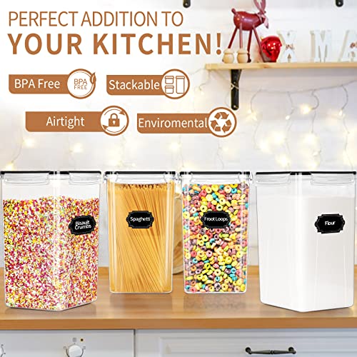 PRAKI Extra Large Tall Airtight Food Storage Containers 6.5L / 220oz, BPA Free, 4pcs Pantry Kitchen Organizers and Storage for Flour, Sugar, Plastic Flour Container with 20 Labels & Maker - size: 6.5 l