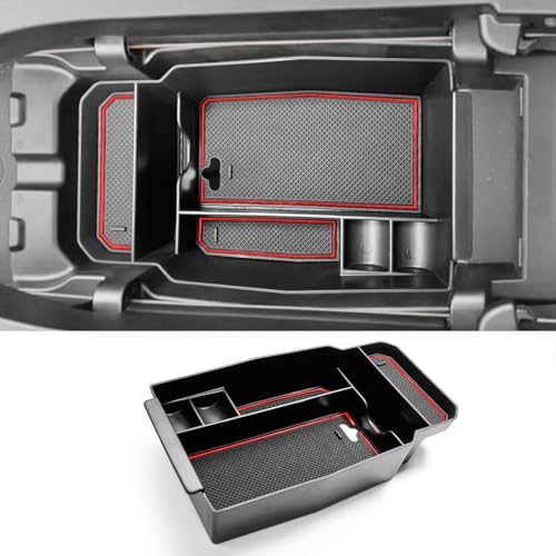 CDEFG 2023 2024 2025 2026 CX-50 Center Console Organizer Tray for 2023-2026 Mazda CX-50 Armrest Tray CX50 Central Consola Organizer Storage Box 2025 2026 Mazda CX50 Accessory (Red) - color: Red