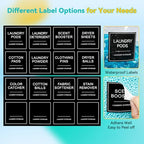 Laundry Pods Container & Dryer Sheet Holder, Laundry Room Organization and Storage Jars with Lids, Labels & Scoops for Powder Detergent Scent Booster, Black Lid - color: Black