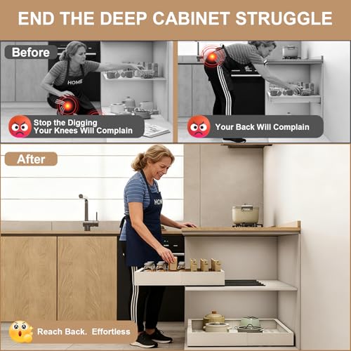 Pull out Cabinet Organizer,Expandable Width(7"-11"),Depth(17"-24"),Roll out Drawers,No Drill Adjustable Slide out Shelves for Kitchen,Pantry,for Both Lip and Lip-Free Cabinets,White(1PC) - color: White, size: (7"W-11"W)X(17"D-24"D)