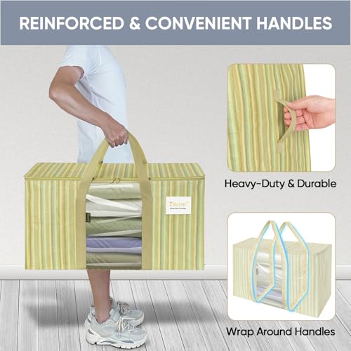 BALEINE 2-Pack Oversized Moving Bags with Reinforced Handles, Heavy-Duty Storage Tote Moving Supplies for Packaging, Camping (Color Stripe, 2-Pack) - color: Color Stripe-Window, size: 2-Pack