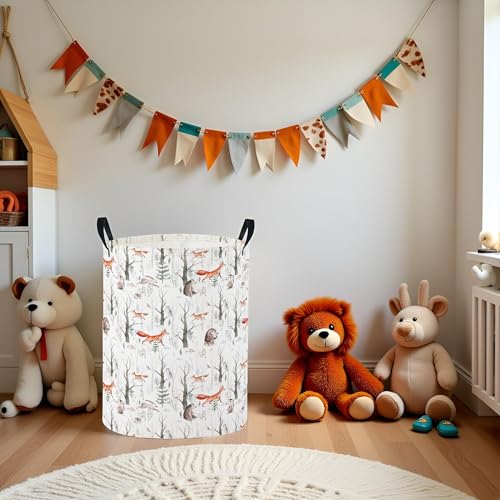 Baby Laundry Basket Baby Nursery Hamper Kids Laundry Basket Toy Storage Bin for Boys Room Decor Gift Baskets for Bedroom Bathroom(Forest Animal) - color: Forest Animal