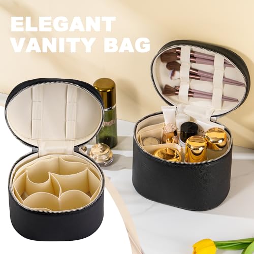 Makeup Bag Vanity Case Cosmetic Bag with Removable Divider Travel Toiletry Bag for Women Portable Make up Box Organizer, Black - color: Black