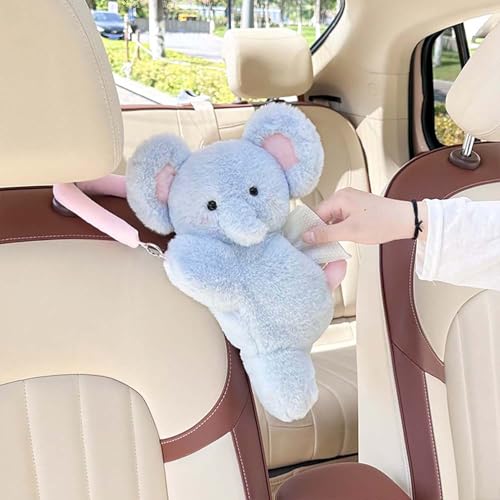 Tissue Box Cover Plush Tissue Box Holder for Car, Home, Decorative Holder/Organizer for Bathroom Vanity Countertop, Nightstands, Office Desk-Fuzzy Elephant - color: Fuzzy Elephant