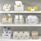 mDesign Wide Plastic Kitchen Food Storage Organizer Bin Basket with Open Front and Built-In Label Holder for Cabinets, Pantry - 12 Inch Width - 4 Pack - Clear