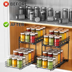 RCHYFEED Spice Rack, 2 Tier Pull out Cabinet Spice Organizer, Height Adjustable Slides out Ultra-smooth Racks for Spice Organization, Seasoning Organizer for Inside Cabinets(7.5" Wx10.5 Dx9.5 H) - size: 2 Tier-7.5''Wx10.5''Dx9.5''H
