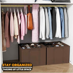 SpaceAid Shoe Organizer for Closet, 2 Pack Foldable Shoe Storage Containers Baskets Boxes Bins w/Adjustable Dividers, Fits 16-32 Pairs, Brown - color: Brown