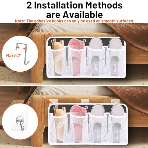 RV Shoe Storage for Bedside - 4 Pocket Wall Mounted Entryway Shoes Rack, Bed Hanging Pocket Organizer, Bedside Caddy Storage Organizer for Headboards Bunk Beds Dorm Rooms,RV & Camper Essentials - color: Black 8 Pocket