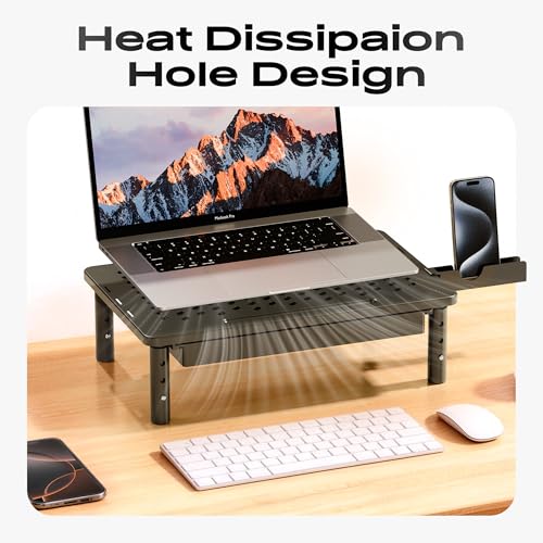 Computer Monitor Stand Riser with Storage, 3 Height Adjustable Laptop Desktop Monitor Stand with Drawer, Metal Short Printer Table, Stand Riser for Desk, Office Desk Organizers and Accessories, 2 Pack - color: with Deawer, size: 2 Pack