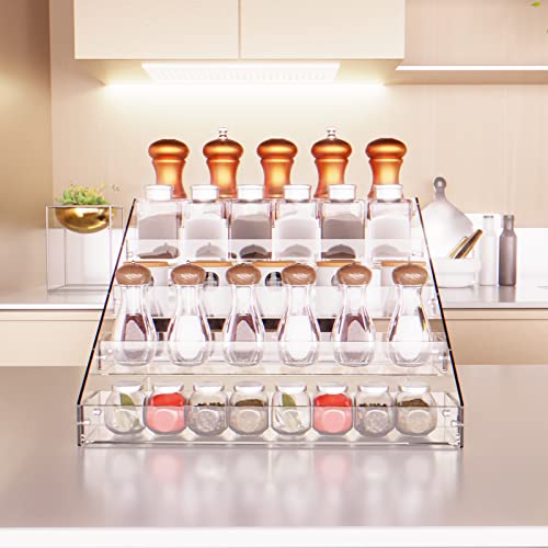 Tiered Spice Rack Acrylic, 5 Tier Clear Spice Rack Organizer for Cabinet, Vertical Spice Rack Shelf Durable Kitchen Seasoning Organizer for Countertop, Cabinet, Pantry, Kitchen Storage (5 Tier) - color: 5 Tier