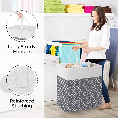 StorageRight Laundry Basket Hamper Large Collapsible Laundry Hamper with Easy Carry Handles，Freestanding Clothes Hampers for Laundry, Bedroom, Dorm, Clothes, Towels, 100L, Clover Grey - color: Clover Grey, size: 100L