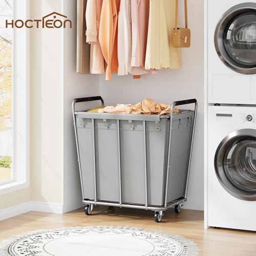 Hoctieon Large Laundry Cart with Wheels, 400L Heavy Duty Laundry Basket Organizer, Rolling Hamper Sorter for Clothes Storage, Industrial Dirty Clothes Hamper for Home & Hotel, Gray - color: Gray, size: 400L