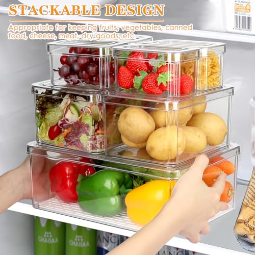 14 Pack Fridge Organizer, Stackable Refrigerator Organizer Bins with Lids PBA-Free, Clear Fridge Organizers and Storage for Kitchen, Countertops, Cabinets, Fridge, Drinks, Fruits, Vegetable, Cereals - size: 14-PACK