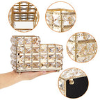 Hipiwe Crystal Remote Control Holder Gold Bling Makeup Brush Organizer Remote Caddy Candle Tabletop Pen Pencil Storage for Dresser Office Bathroom, 2-Slot - style: 2-Slot, Gold