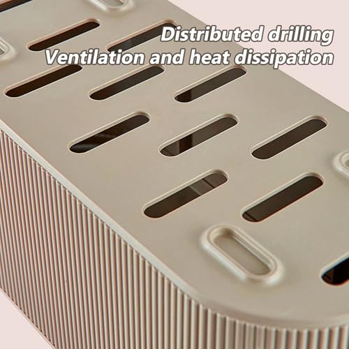 Cable Management Box,Desk Cord Organizer with Groove Cover,Plastic Cord Hider Box,Large Cable Box Organizer,Power Socket Management for TV/Computer/Router/Games Console Cable Storage (Milk Tea) - color: Milk Tea