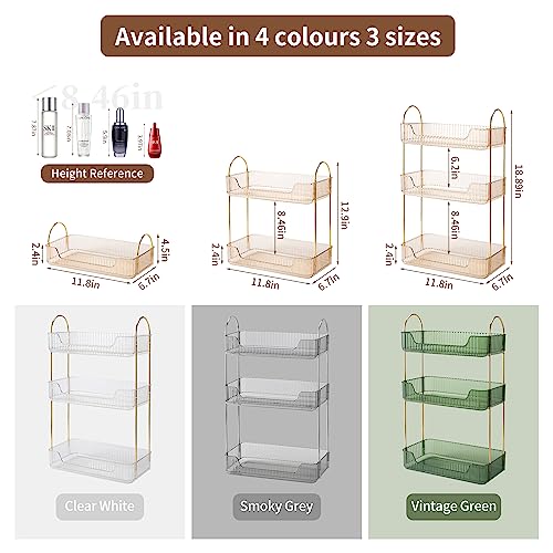 Akinbas 3 Tier Bathroom Organizer Countertop Makeup Perfume Tray Skincare Organizer for Bathroom Dresser Vanity (Gold) - color: Gold, size: 3 Tier