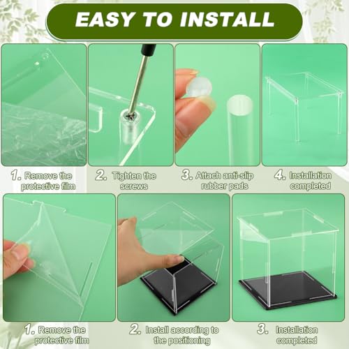Clear Cabinet Organizer, 4 Pack Acrylic Cabinet Organizer and 1PC Acrylic Display Box, Stackable Spice Rack Organizer Shelf for Kitchen Dishes, Spices, Soda Cans and Bottles