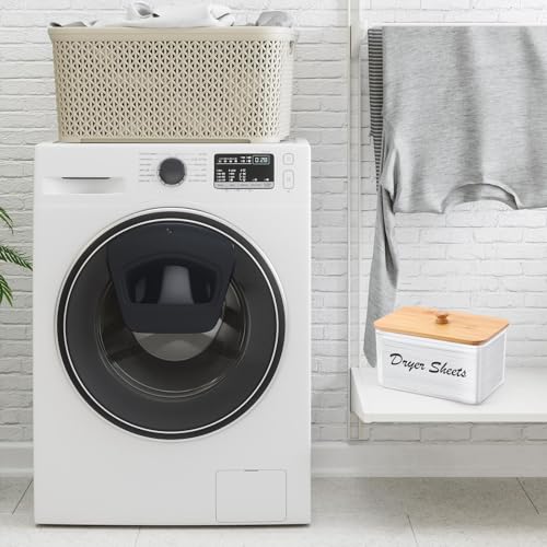 Tbestmax Acrylic Dryer Sheet Holder Container for Laundry Room Dryer Sheet Dispenser with Bamboo Lid
