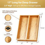 Umilife Bamboo Kitchen Utensils Organizer, Extra Long High Silverware Drawer Holder, Flatware Cutlery Storage Box, Multi-Use Drawer Divider in Office, Bathroom, Pantry - 17"x6"x2.5" (Set of 2) - size: 17 x 6 x 2.5" (Standard, Set of 2)
