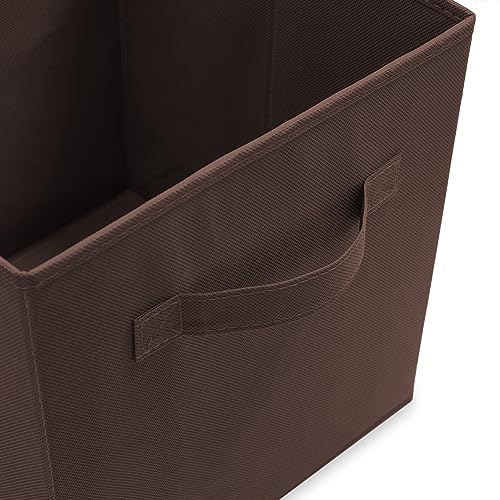 Casafield Set of 6 Collapsible Fabric Cube Storage Bins, Brown - 11" Foldable Cloth Baskets for Shelves, Cubby Organizers & More - color: Brown, size: 10.5" x 10.5" x 11"