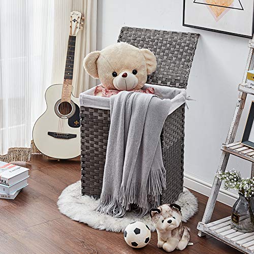 Mxfurhawa Slim Laundry Basket on Wheels, Heavy Duty Cotton Liner Laundry Storage Hamper with Handles, Collapsible Clothes Wire Basket Organizer Laundry Bag (02A) - color: 02A