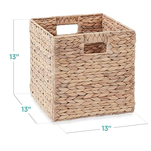 Best Choice Products 13x13in Pack of 5 Cube Storage Baskets, Water Hyacinth Multipurpose Collapsible Organizers, Handwoven Laundry Totes for Laundry, Living Room, Kids Room & Nursery - White - color: White, size: 13x13in
