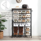 6 Tier Shoe Rack Organizer, Metal Mesh Shoe Storage Shelf, Storage Boots .for Entryway, Closet,Hallway, Bedroom,Cloakroom,Garage, Industrial,Rustic Brown - size: 6-Tier
