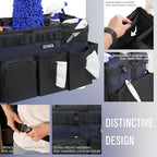 SCAVATA Wearable Cleaning Caddy Bag, Cleaning Caddy Supplies Organizer with Handle & Shoulder Straps for Housekeepers, Under Sink & Car Cleaning Tool Organizers with 4 Foldable Divider Navy (DarkBlue) - color: DarkBlue