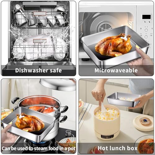 GIUOIDUO stainless steelFood Storage Containers setsstorage box with lidfreezer FrozenKitchen tray with lidOven plateSide dish plate Freezer & Dishwasher Safe - color: 3-Pack
