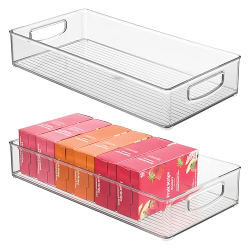 iDesign Stackable Clear Plastic Extra Long Pantry Organizers and Cabinet Storage Bins for Kitchen, 2-Pack - size: 16 x 8 x 3, style: Pack of 2