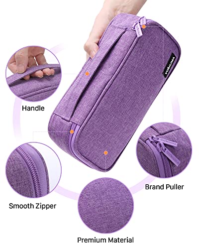 YOKUMA Pencil Case,Large Capacity Pencil Pouch,Aesthetic Zipper Pencil Box, Back to School Supplies for College Student Teen Adults,Travel Essentials,Electronic Cable Organize - color: Purple