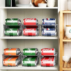Simple Houseware 4-Pack Auto-Rolling Beverage Can Organizer for Fridge, Clear Front-Loading Soda Dispenser with Smooth Glide Design, Space-Saving Refrigerator Storage Bins - size: 4 Pack