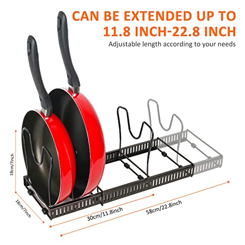 Pot Rack Organizer -Expandable Pot and Pan Organizer for Cabinet,Pot Lid Organizer Holder with 10 Adjustable Compartment for Kitchen Cabinet Cookware Baking Frying Rack,Bronze - color: BRONZE