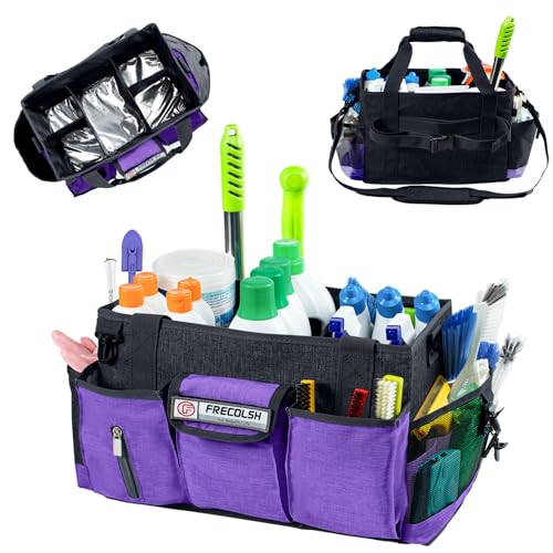 Large Cleaning Caddy for Cleaning Suppliers Organizer,15" Storage Organizer for House Clean Essential, Wearable Cleaing Bag, Storage Caddy for Housekeeping - color: Purple, size: Large