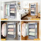 5-Shelf Hanging Closet Organizer and Storage with 6 Side Pockets, Collapsible Closet Hanging Shelves for Storage, Grey - size: 5-shelf
