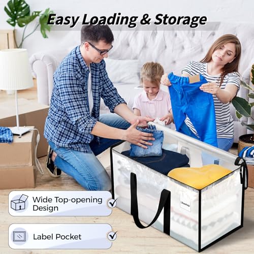 16 Pack Extra Large Heavy Duty Moving Bags, Clear Storage Bins with Lids, Reinforced Handles & Heavy-Duty Zippers Moving Boxes Storage Bags Totes for Clothes Packing, Dorms, College Supplies, Clear - color: Clear, size: 16 Pack