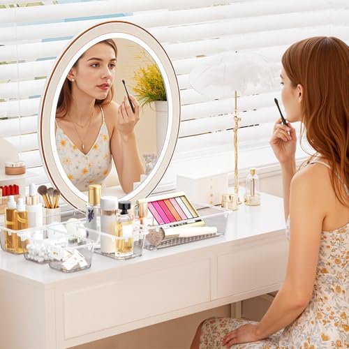 WOWBOX 44 PCS Clear Plastic Drawer Organizer Set, 5 Varied Size storage Bins and Desk Drawer Organizer Tool Trays for Makeup, Gadgets, Jewelry and Utensils in Bathroom, Bedroom and Office, Clear - color: Clear