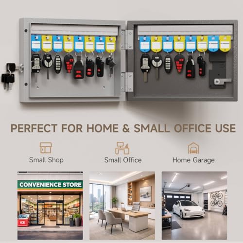 WeHere 16-Key Key Lock Box Wall Mount – Smart Key Cabinet with App, Keypad, Bluetooth & WiFi Unlock (Sold Separately), Key Organizer for Home, Access Log Tracking Key Management for Small Office - size: 16 keys(smart)